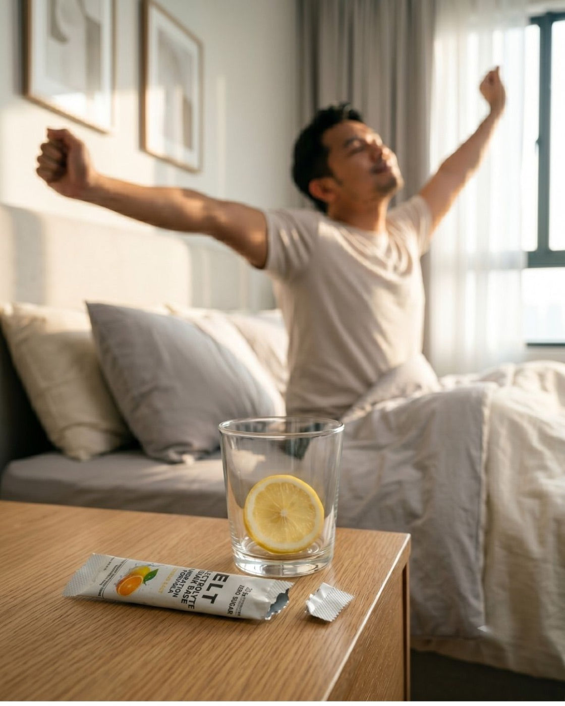 Morning electrolyte drink prepared before a run