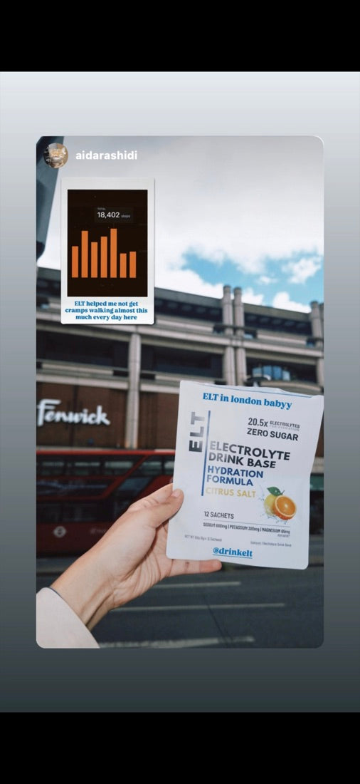 18,402 steps in a day with no cramps, shared by a customer travelling in London
