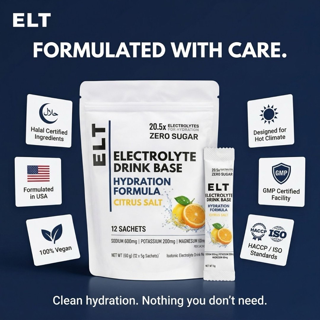 Formulated with care — halal-ingredients, vegan, GMP, HACCP, ISO certifications